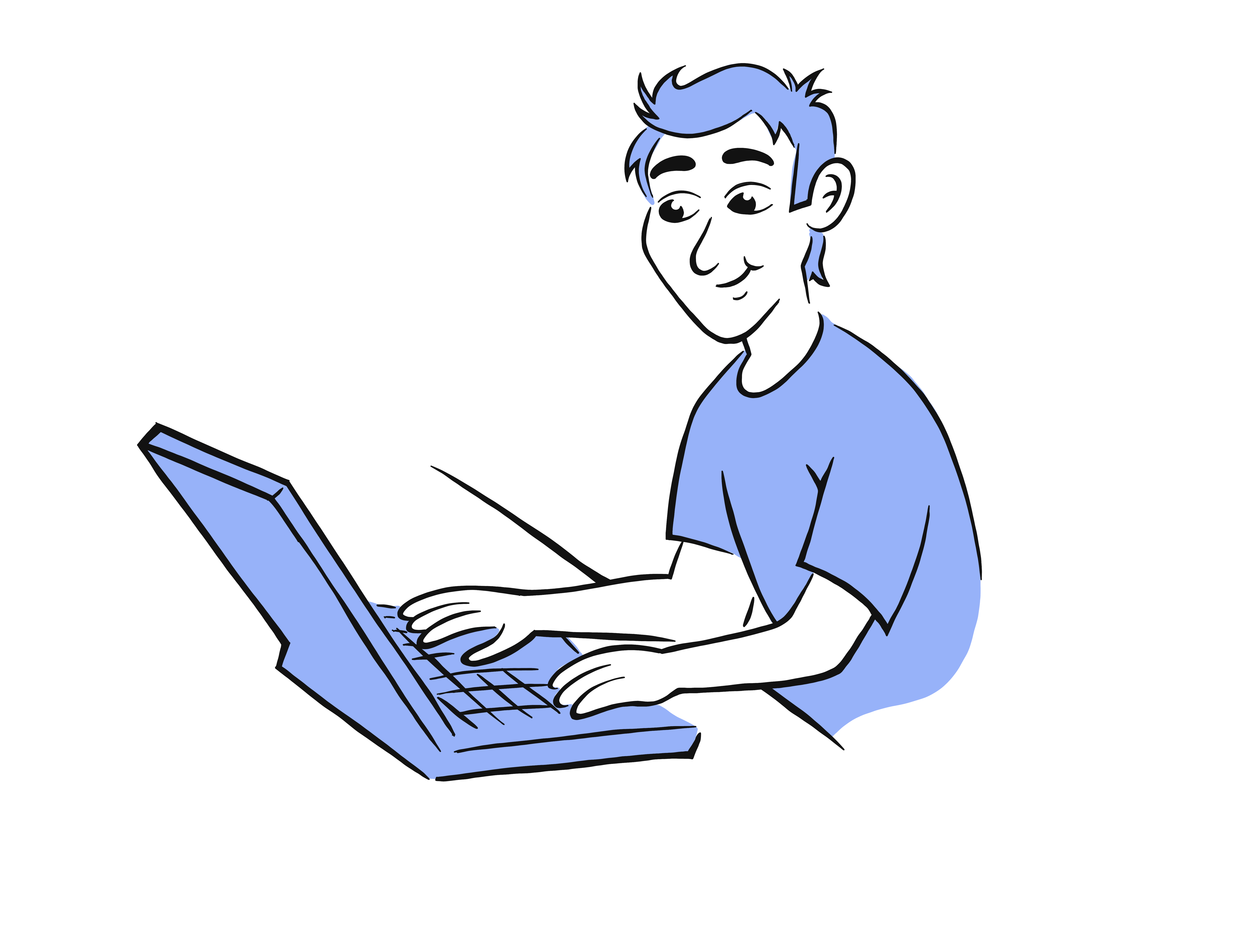Et skjelett som holder en laptop